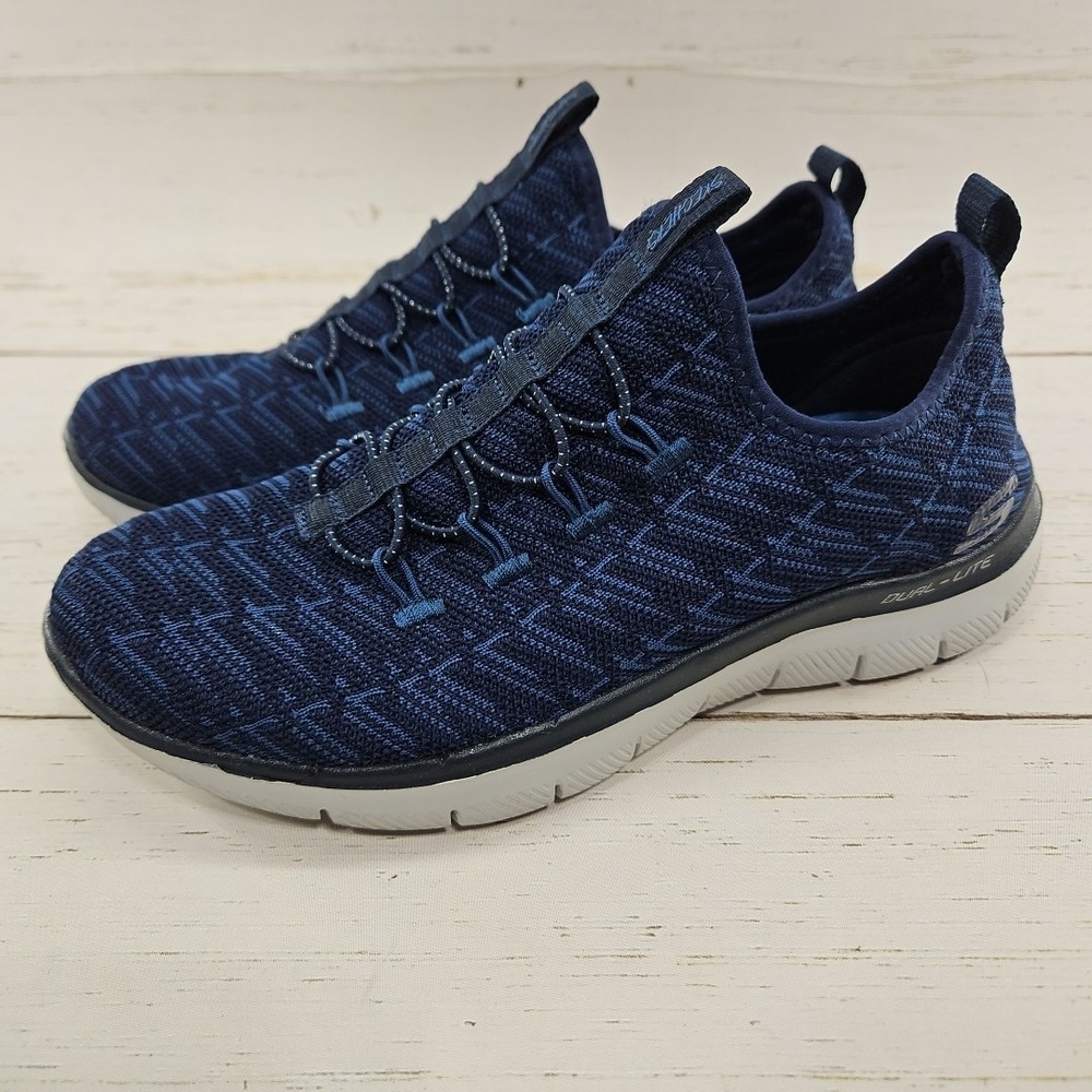 Skechers Flex Appeal 2.0 Womens 6 Navy Blue Slip‎ In Memory Foam Sneakers Shoes
